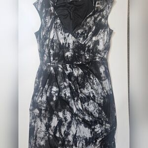 Ellen Tracy Dress Womens 8‎ Black Grey Marbled Whimsy Goth Cocktail Party Wear